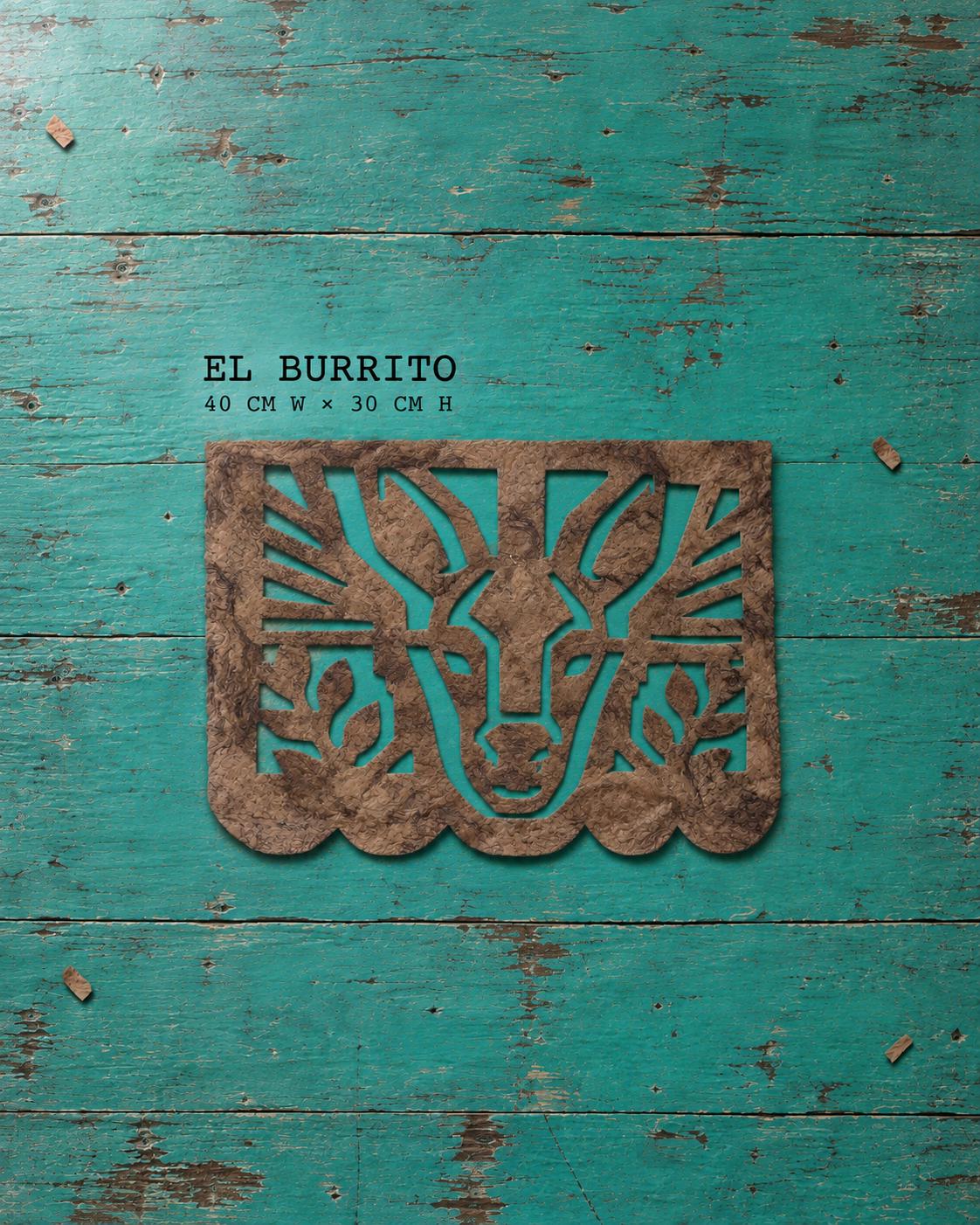 El Burrito: a cut amate bark paper artwork of a donkey, unframed, from the Café Calado set of five