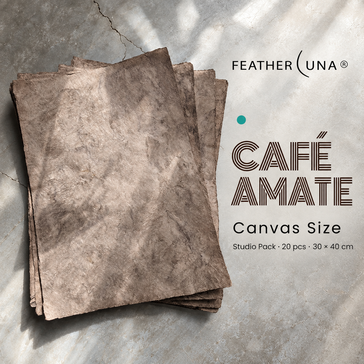 20-Sheet Café Amate Paper · Canvas Size | 11.8 × 15.7 in Handmade Mexican Bark Paper
